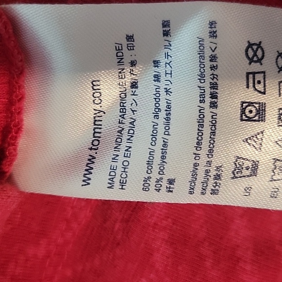 Tommy Hilfiger Red V-Neck Short Sleeve Shirt, Size: XL - Picture 7 of 8